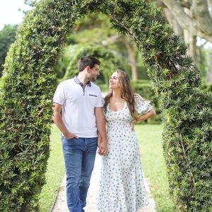 Floral White and Blue Maxi Dress